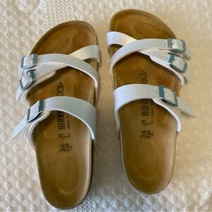 Birkenstock Franca Birko Flor White Sandals 36 EUC